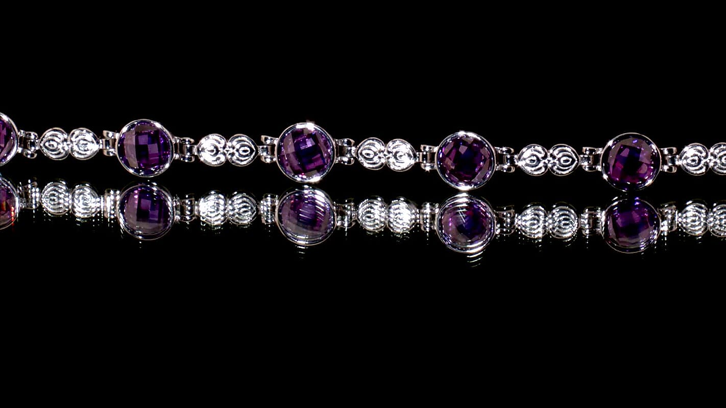 EverTrue Simulated Amethyst Color Diamond Bracelet in Stainless Steel (6.50 Inches))  8433831