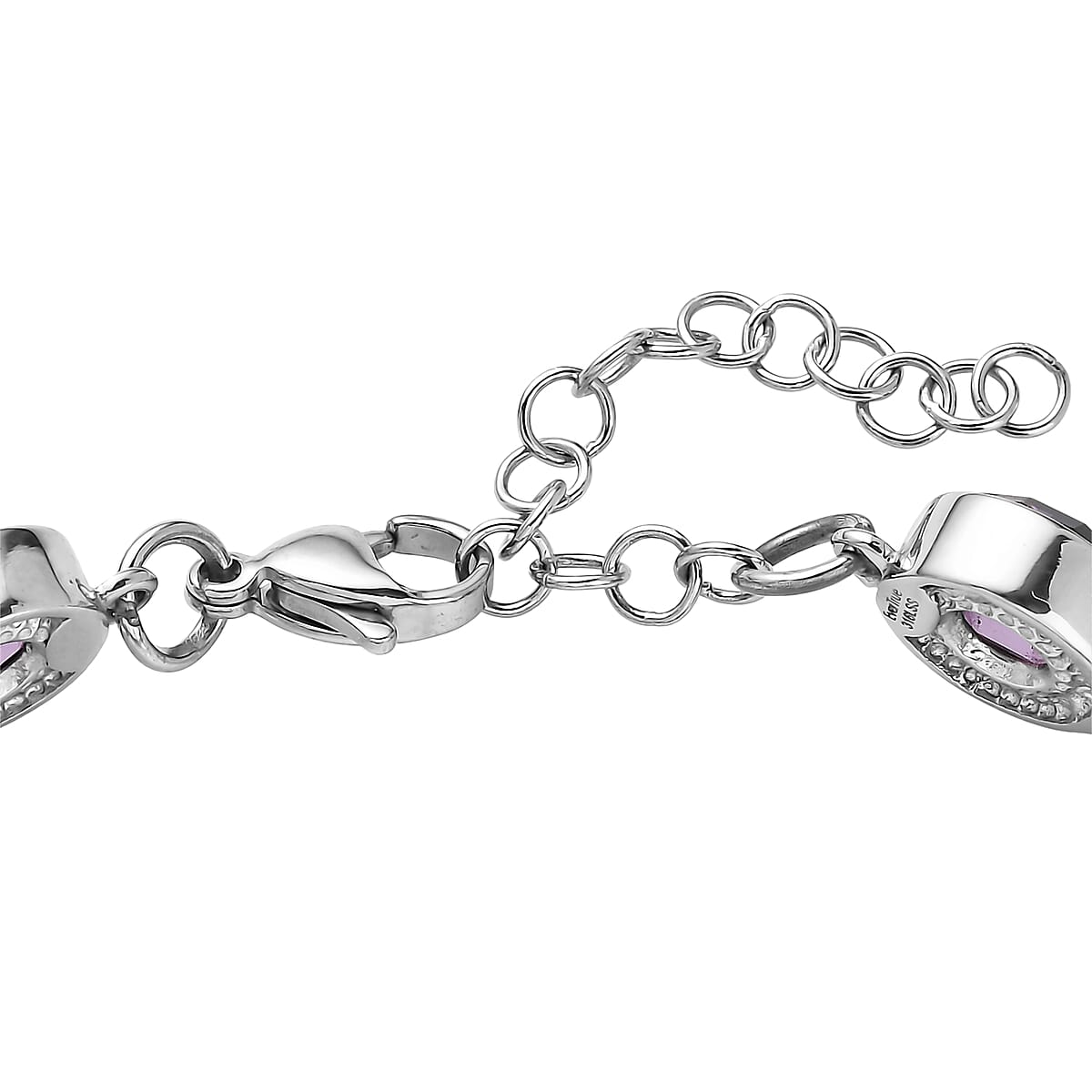 EverTrue Simulated Amethyst Color Diamond Bracelet in Stainless Steel (6.50 In) image number 3