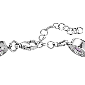 EverTrue Simulated Amethyst Color Diamond Bracelet in Stainless Steel (6.50 In)