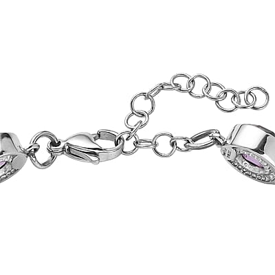 EverTrue Simulated Amethyst Color Diamond Bracelet in Stainless Steel (6.50 In)