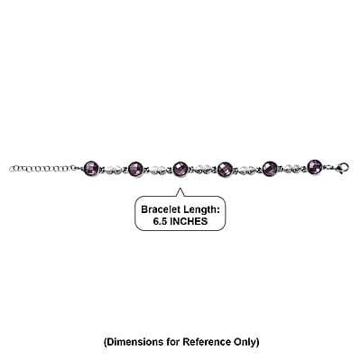 EverTrue Simulated Amethyst Color Diamond Bracelet in Stainless Steel (6.50 In)