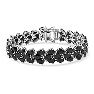 EverTrue Thai Black Spinel 36.60 ctw Midnight Noir Weave Bracelet in Platinum Bond (6.50 In) (Del. in 7-10 Days)