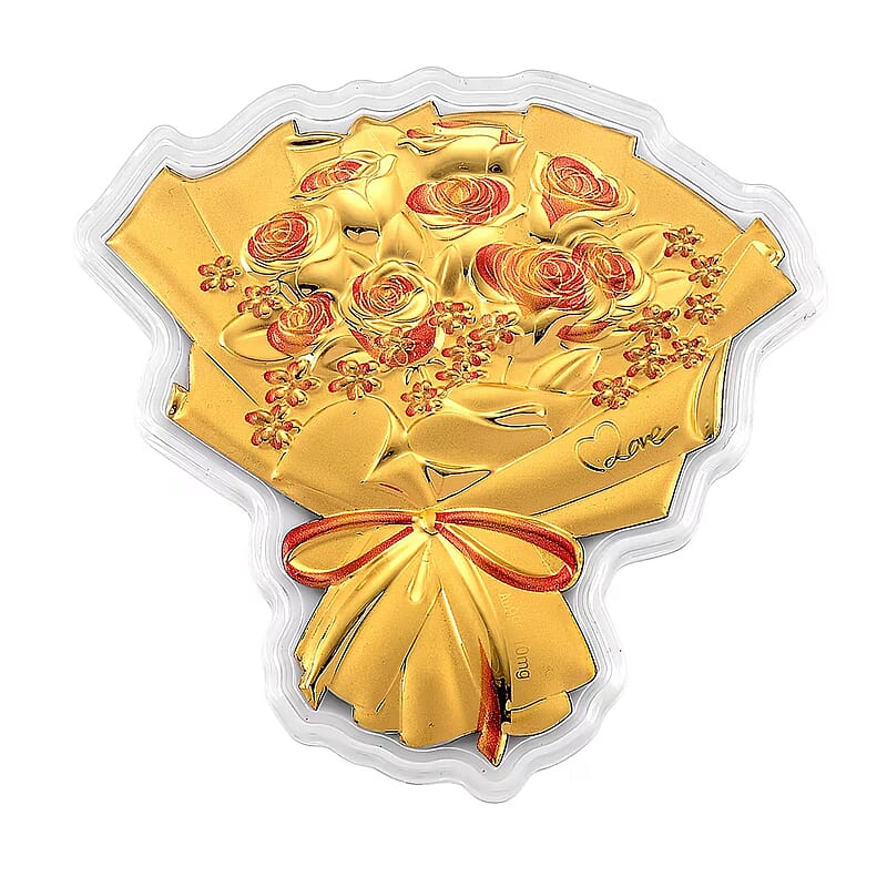 24K Gold Rose Bouquet – A Gift of Love Embossed Sheet 10 mg | Gift Book Packaging