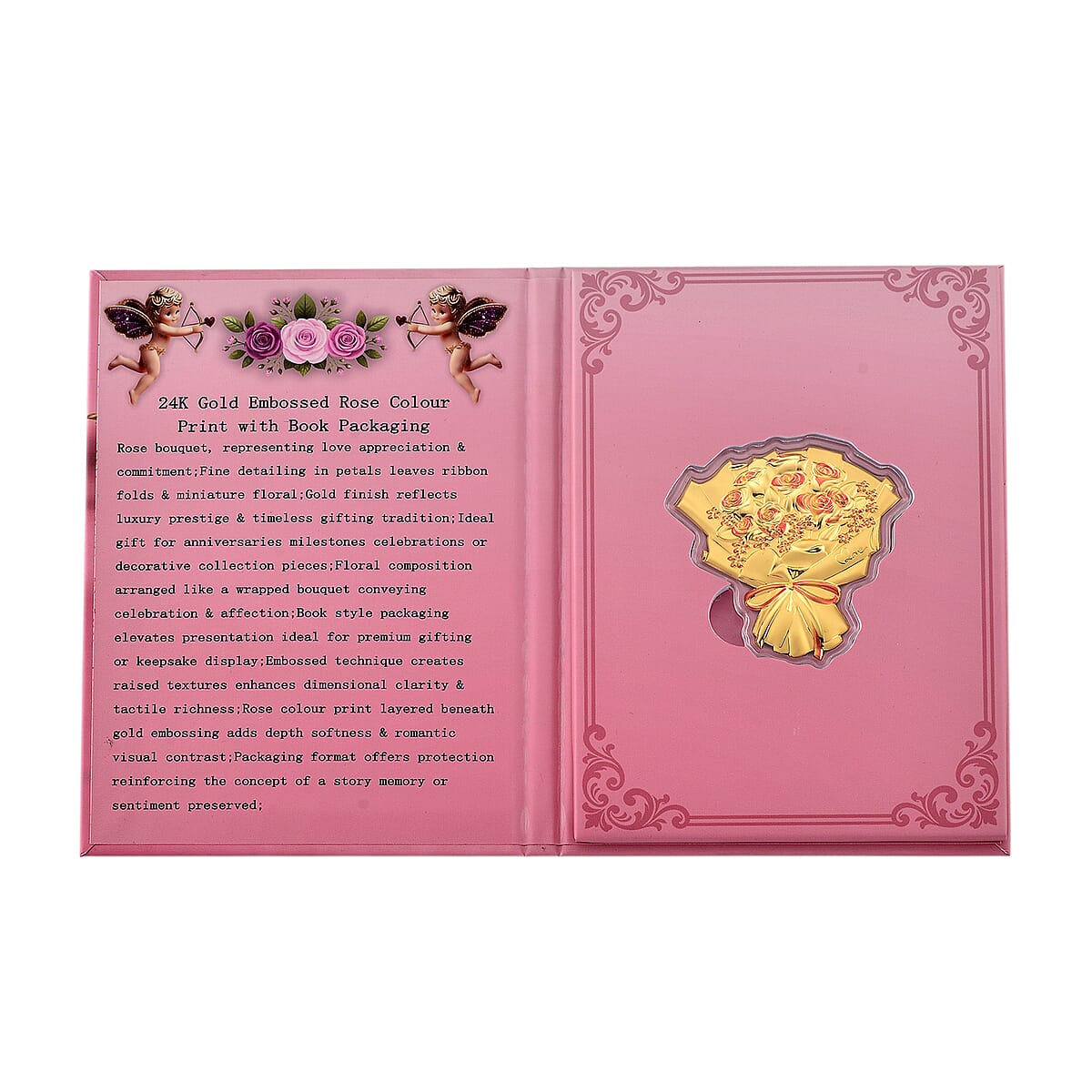 24K Gold Rose Bouquet &ndash; A Gift of Love Embossed Sheet 10 mg | Gift Book Packaging image number 4