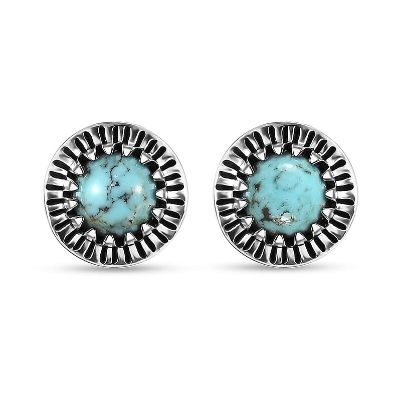 D'Joy Artisan Crafted Premium Blue Moon Turquoise 1.60 ctw Earrings in Sterling Silver