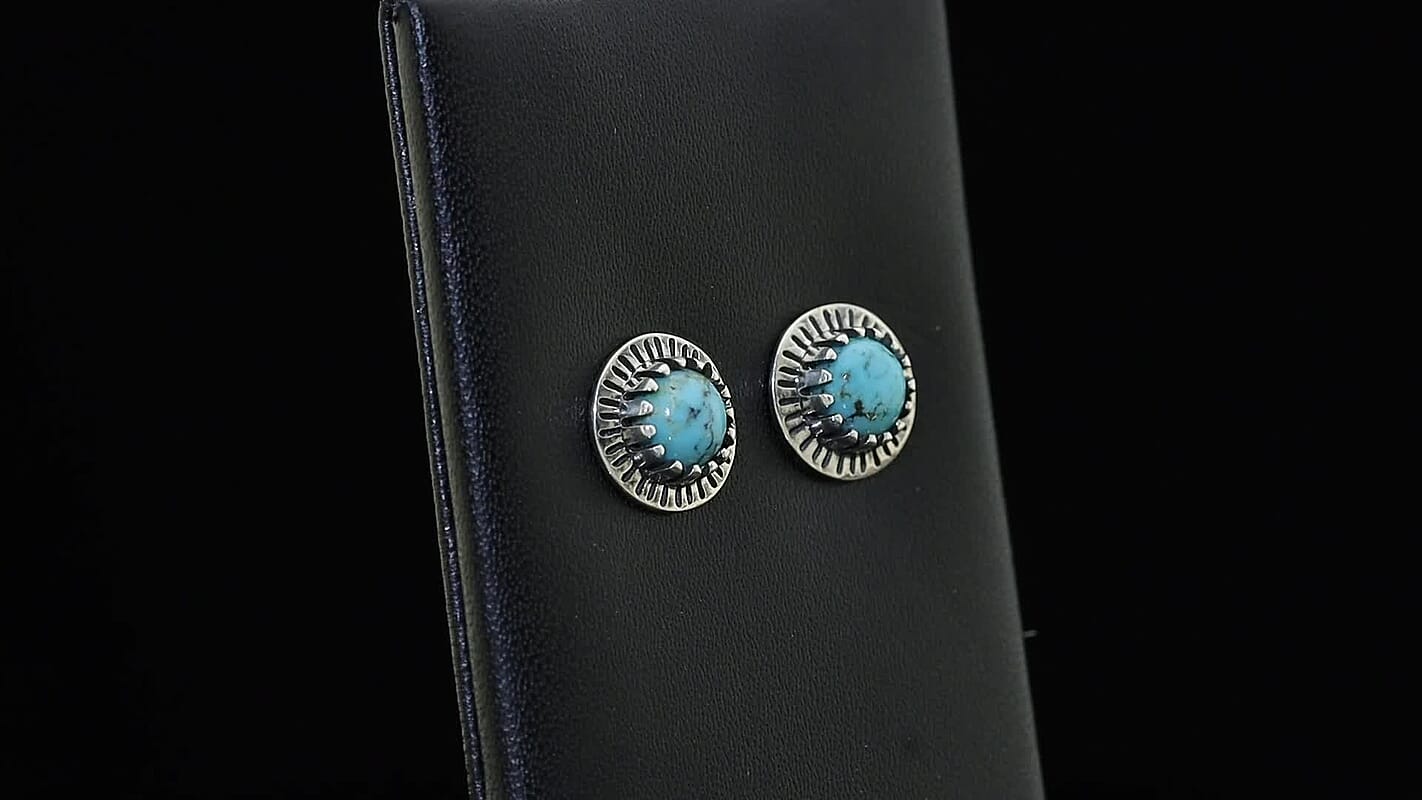 D'Joy Artisan Crafted Premium Blue Moon Turquoise 1.60 ctw Earrings in Sterling Silver