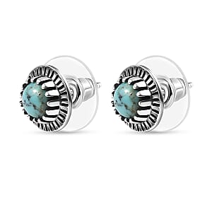 D'Joy Artisan Crafted Premium Blue Moon Turquoise 1.60 ctw Earrings in Sterling Silver