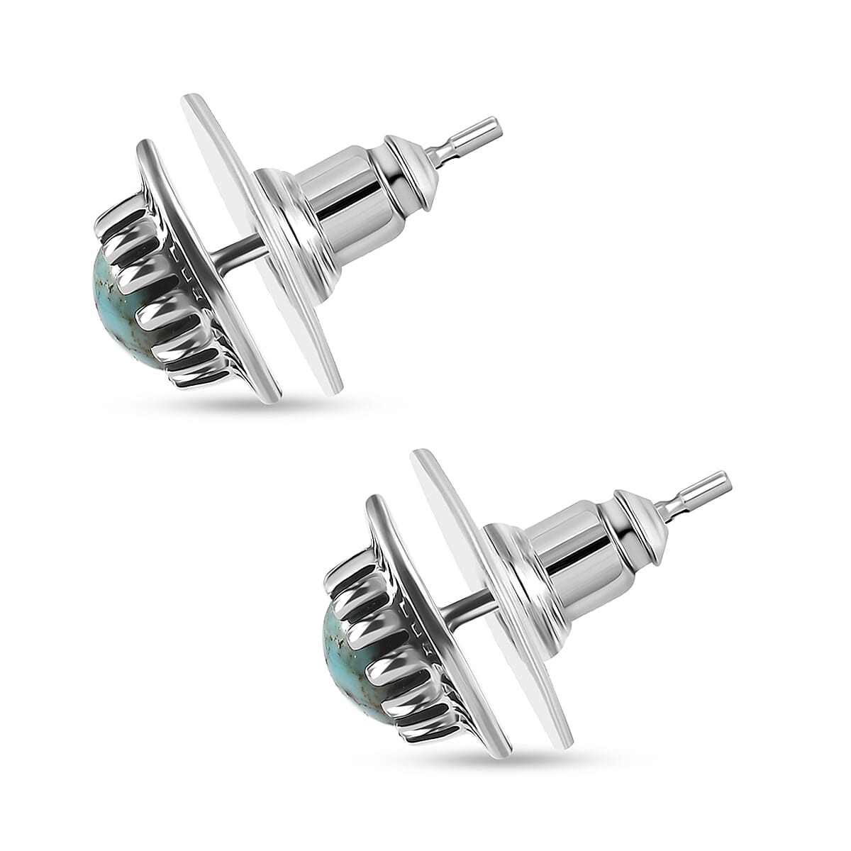 D'Joy Artisan Crafted Premium Blue Moon Turquoise 1.60 ctw Earrings in Sterling Silver