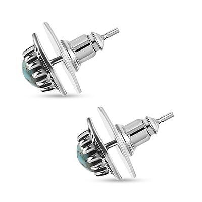 D'Joy Artisan Crafted Premium Blue Moon Turquoise 1.60 ctw Earrings in Sterling Silver