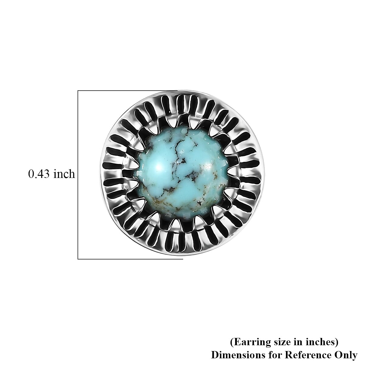 D'Joy Artisan Crafted Premium Blue Moon Turquoise 1.60 ctw Earrings in Sterling Silver image number 5