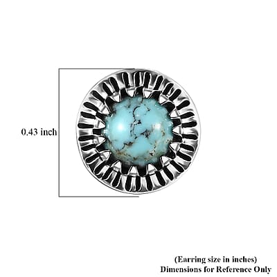 D'Joy Artisan Crafted Premium Blue Moon Turquoise 1.60 ctw Earrings in Sterling Silver