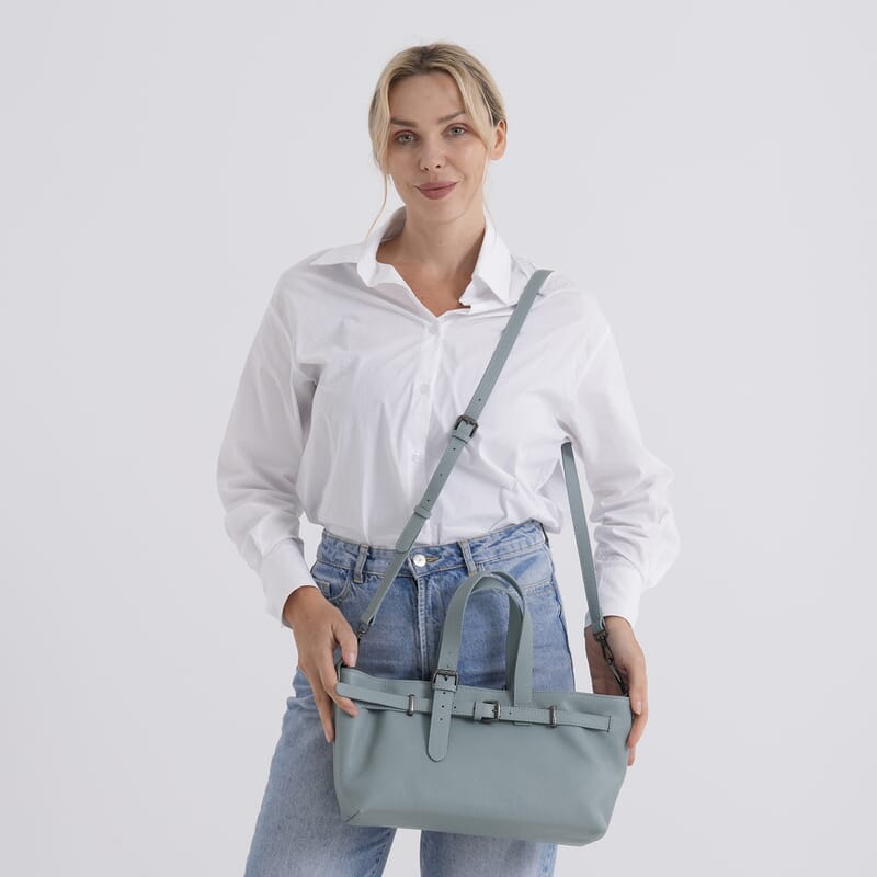 La Marey Light Blue Genuine Leather Crossbody Bag