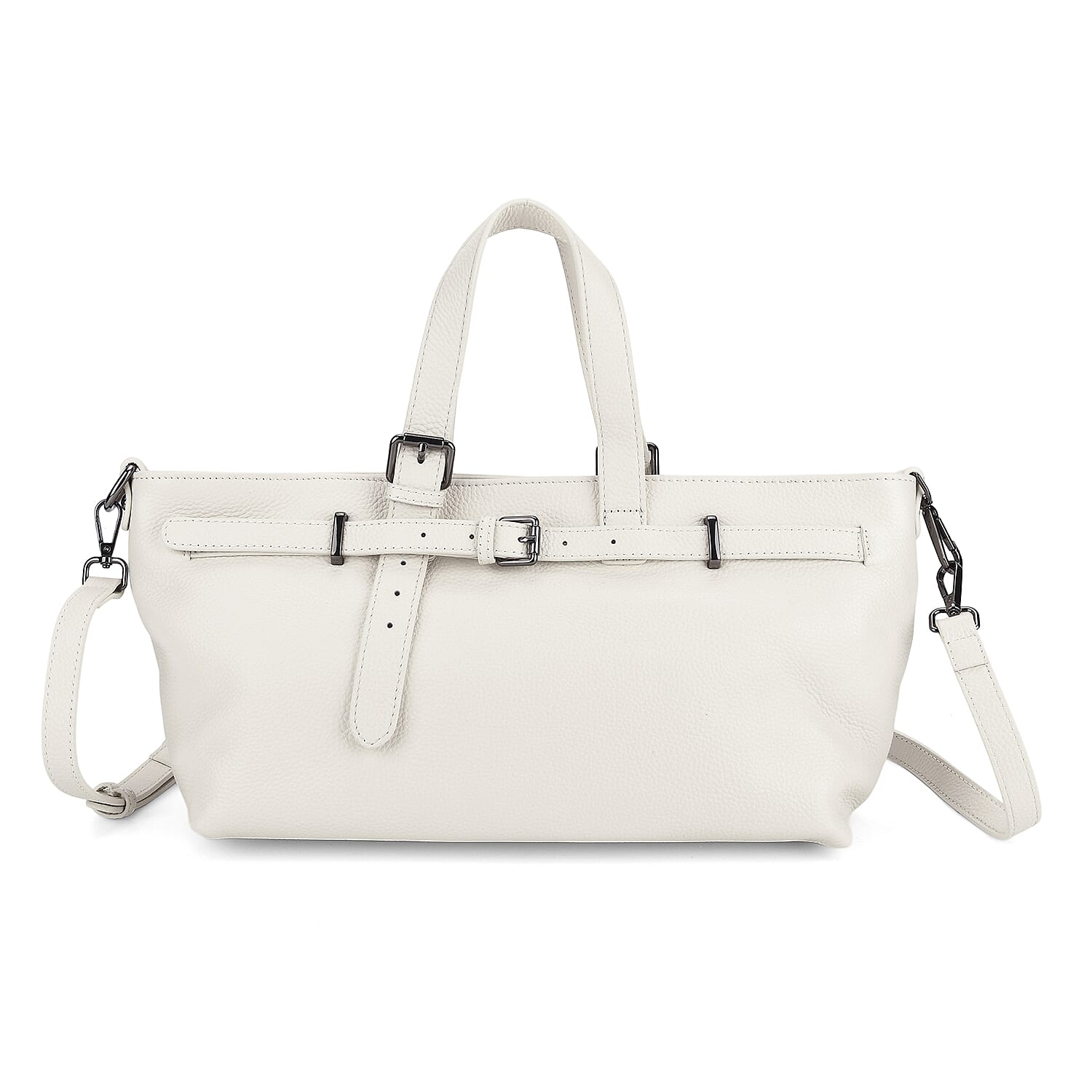 La Marey White Genuine Leather Crossbody Bag