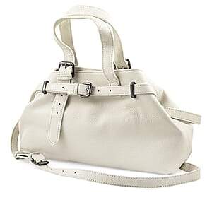 La Marey White Genuine Leather Crossbody Bag