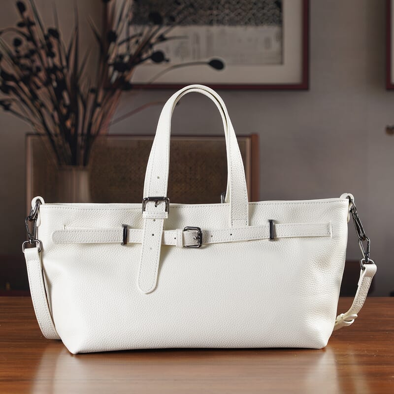 La Marey White Genuine Leather Crossbody Bag