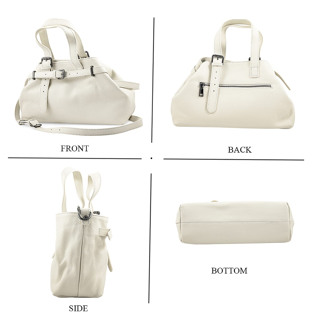 La Marey White Genuine Leather Crossbody Bag image number 4