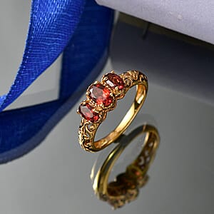 EverTrue Mozambique Garnet 1.15 ctw Ring in 18K YG Plated (Size 10.0)