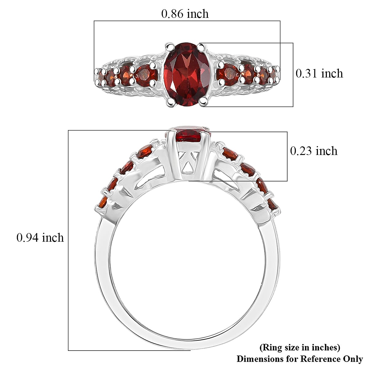 EverTrue Mozambique Garnet 1.35 ctw Ring in Platinum Bond (Size 5.0)