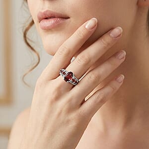 EverTrue Mozambique Garnet Ring in Platinum Bond (Size 6.0) 1.35 ctw