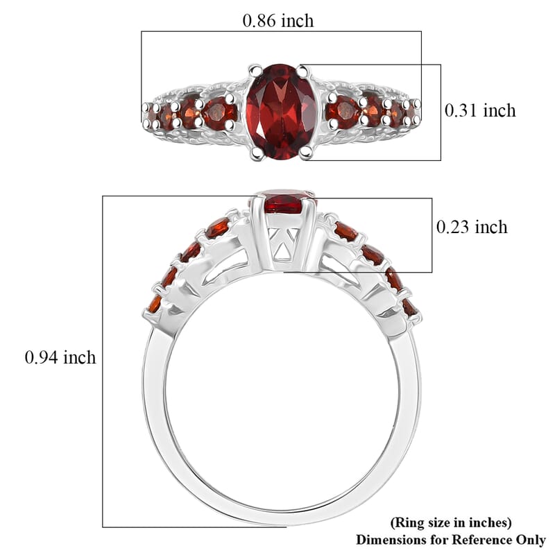 EverTrue Mozambique Garnet 1.35 ctw Ring in Platinum Bond (Size 7.0)