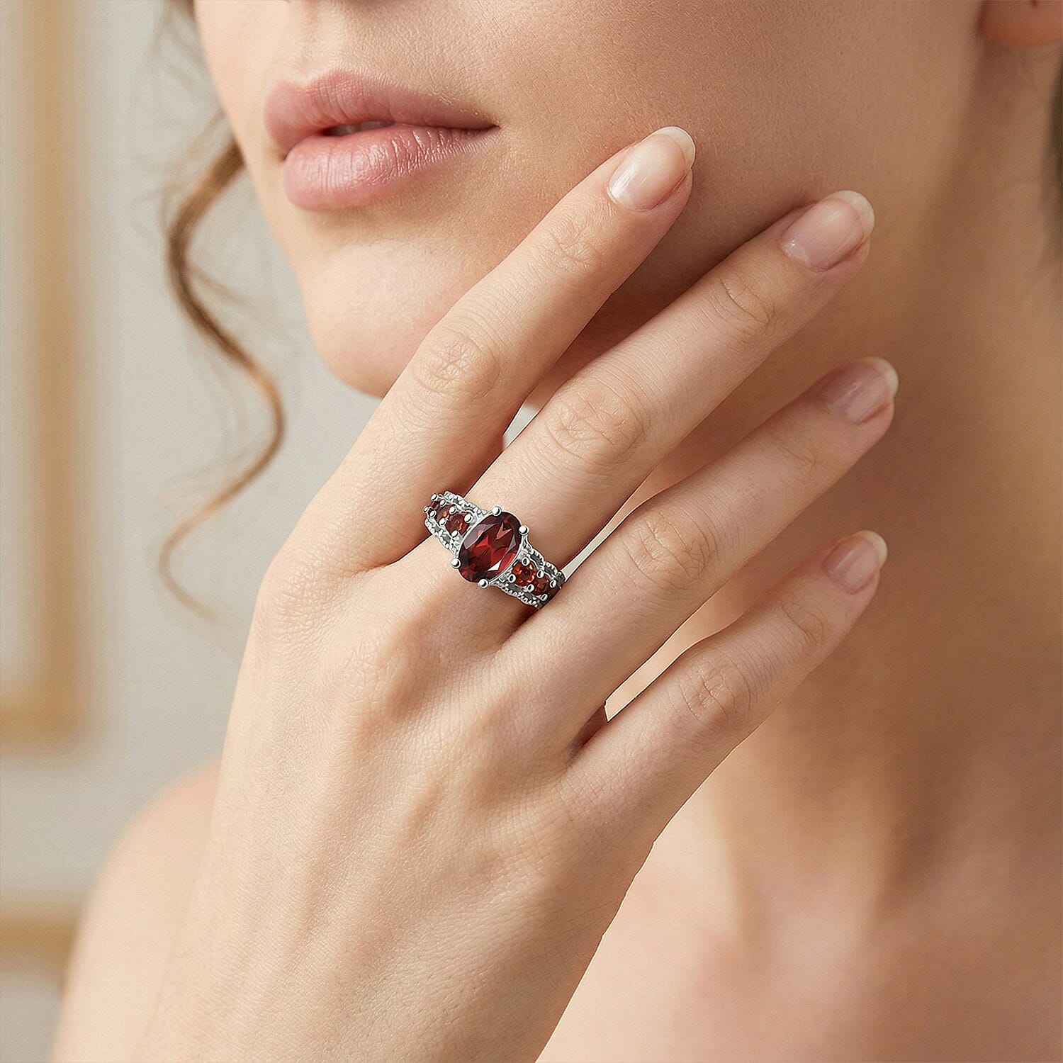 EverTrue Mozambique Garnet 1.35 ctw Ring in Platinum Bond (Size 9.0)