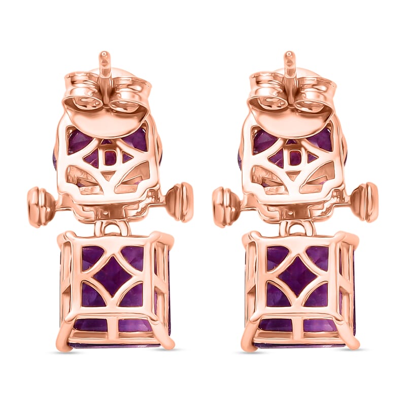 D'Joy Rose De France Amethyst and White Zircon 8.05 ctw Earrings in Sterling Silver
