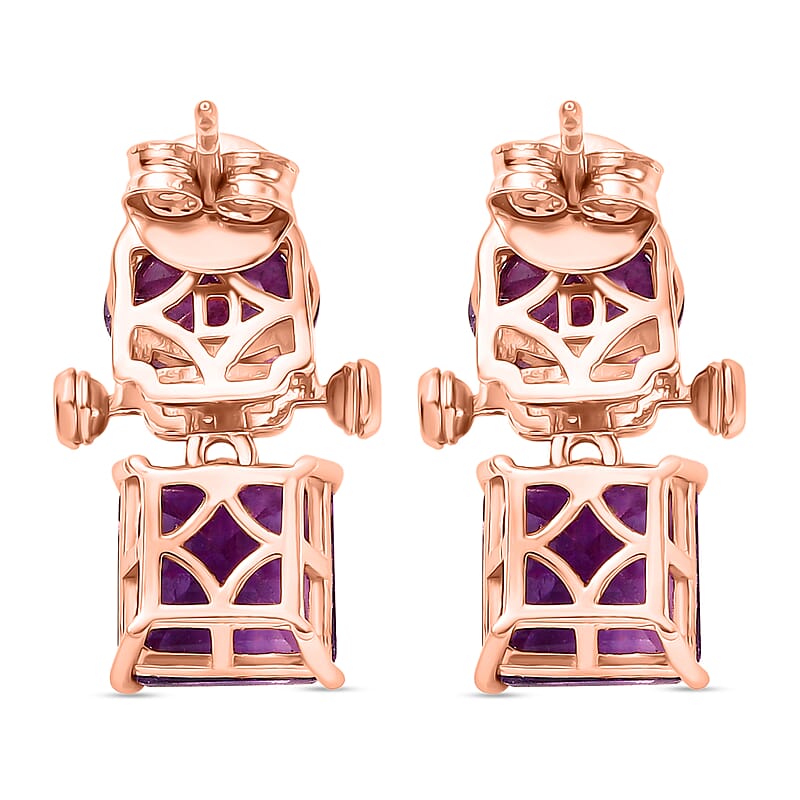 D'Joy Rose De France Amethyst and White Zircon 8.05 ctw Earrings in Sterling Silver