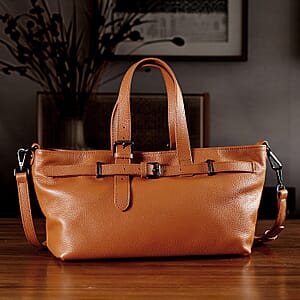 La Marey Tan Genuine Leather Crossbody Bag