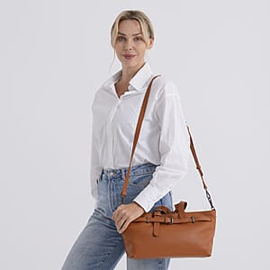 La Marey Tan Genuine Leather Crossbody Bag