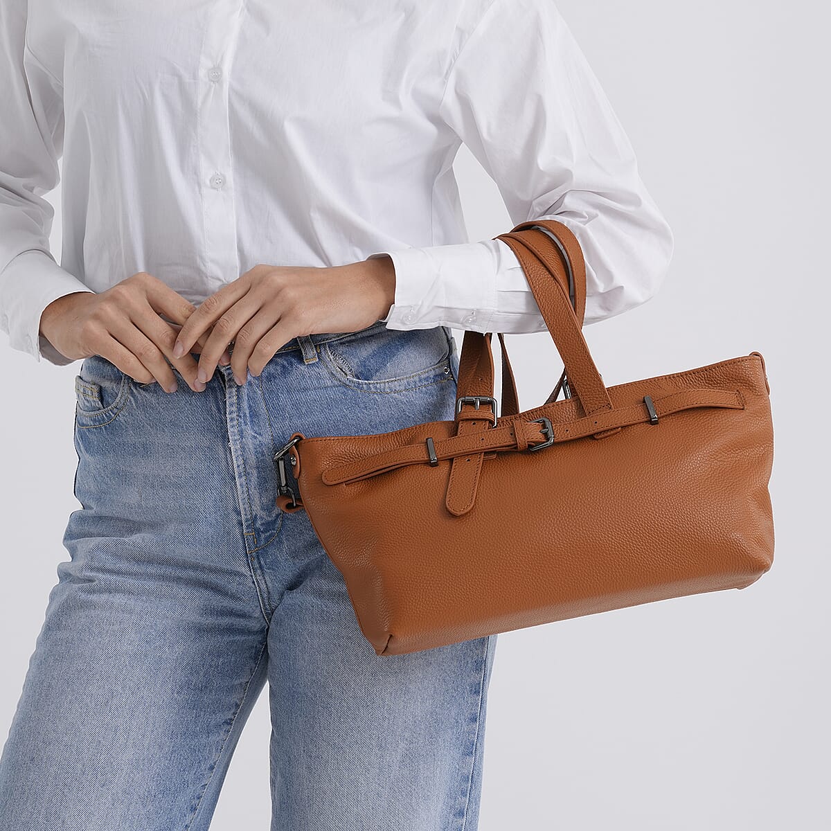 La Marey Tan Genuine Leather Crossbody Bag image number 2