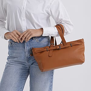 La Marey Tan Genuine Leather Crossbody Bag
