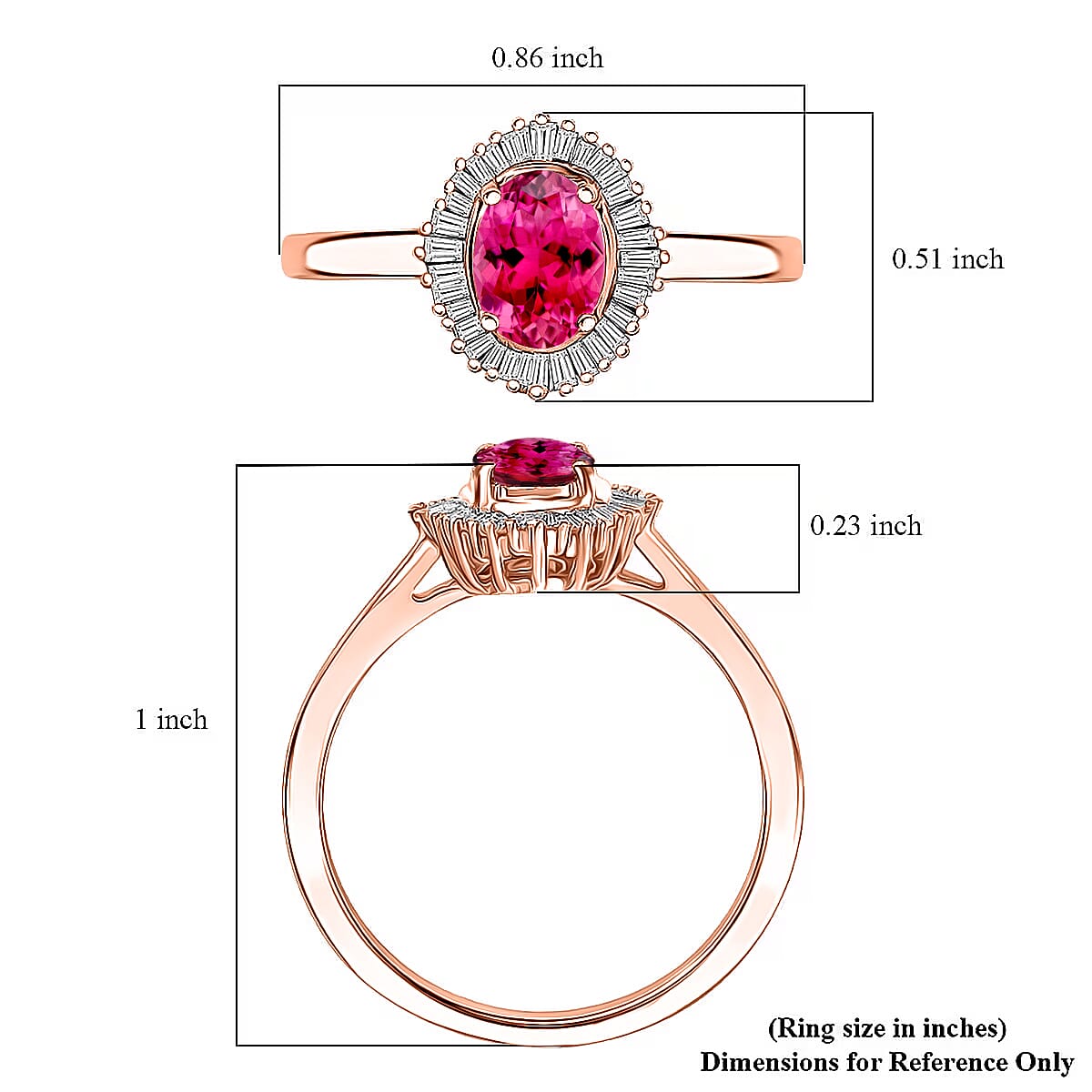 D'Joy Ouro Fino Rubellite and Diamond Ring in 18K Vermeil Rose Gold Over Sterling Silver (Size 10) 1.00 ctw image number 5