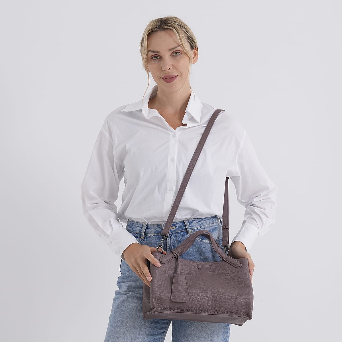 La Marey Light Purple Genuine Leather Crossbody Bag image number 1