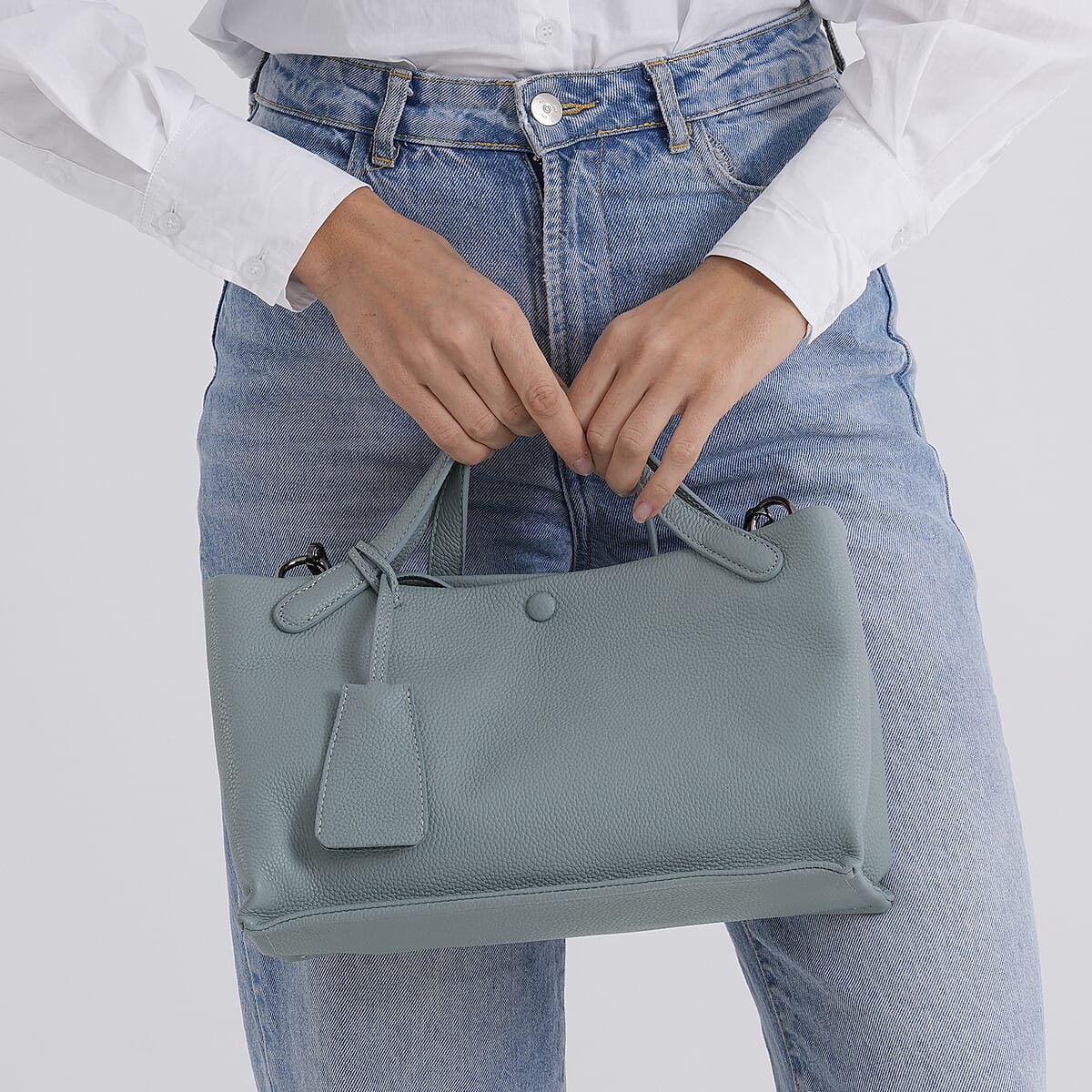 La Marey Light Blue Genuine Leather Crossbody Bag image number 2