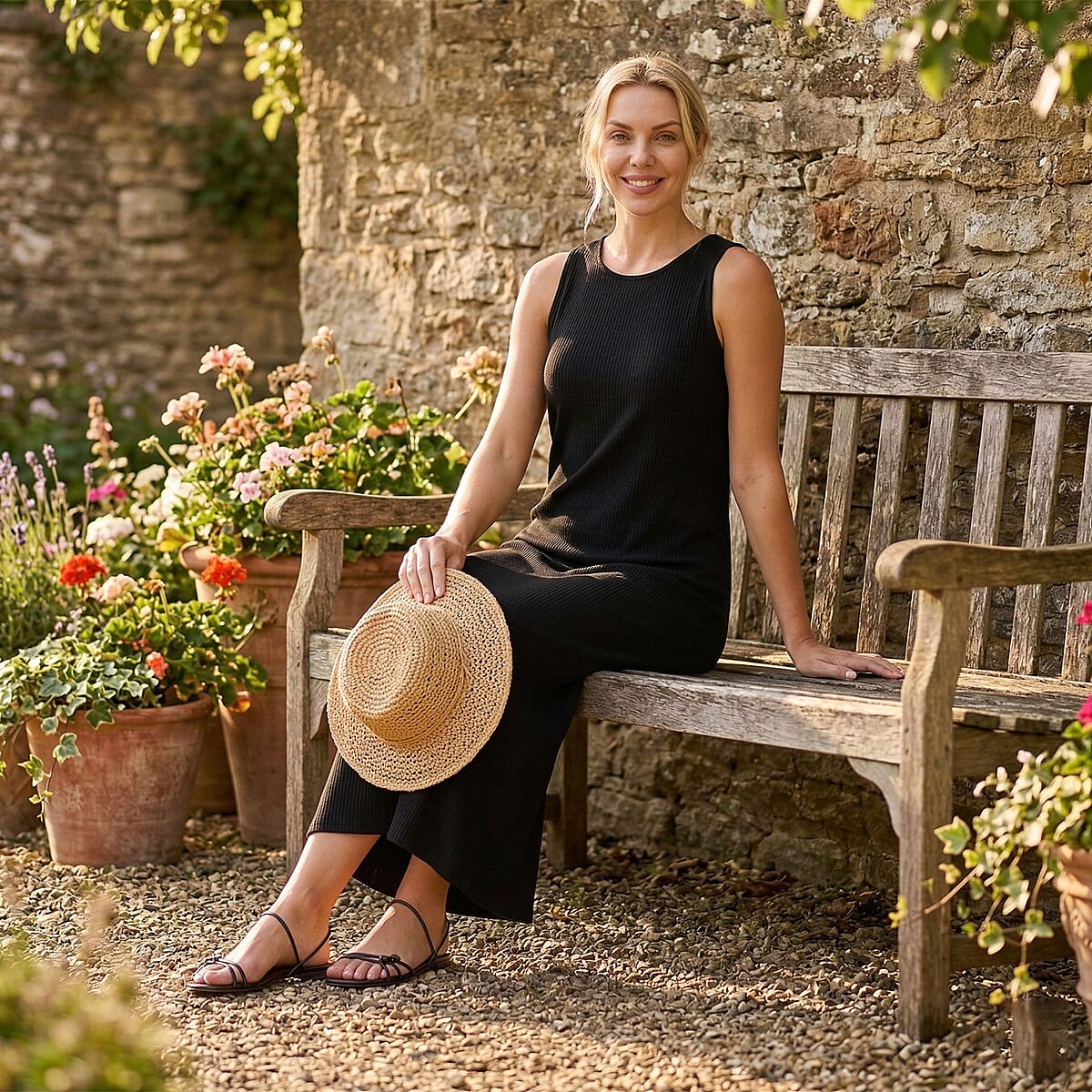 La Marey Black Rib Knit Sleeveless Maxi Dress - One Size Fits Most image number 1