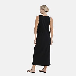 La Marey Black Rib Knit Sleeveless Maxi Dress - One Size Fits Most