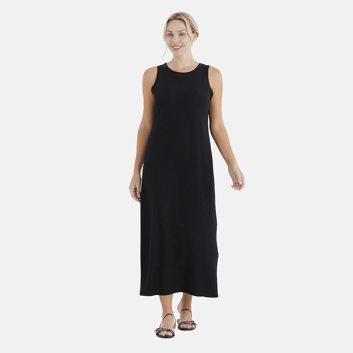 La Marey Black Rib Knit Sleeveless Maxi Dress - One Size Fits Most image number 4