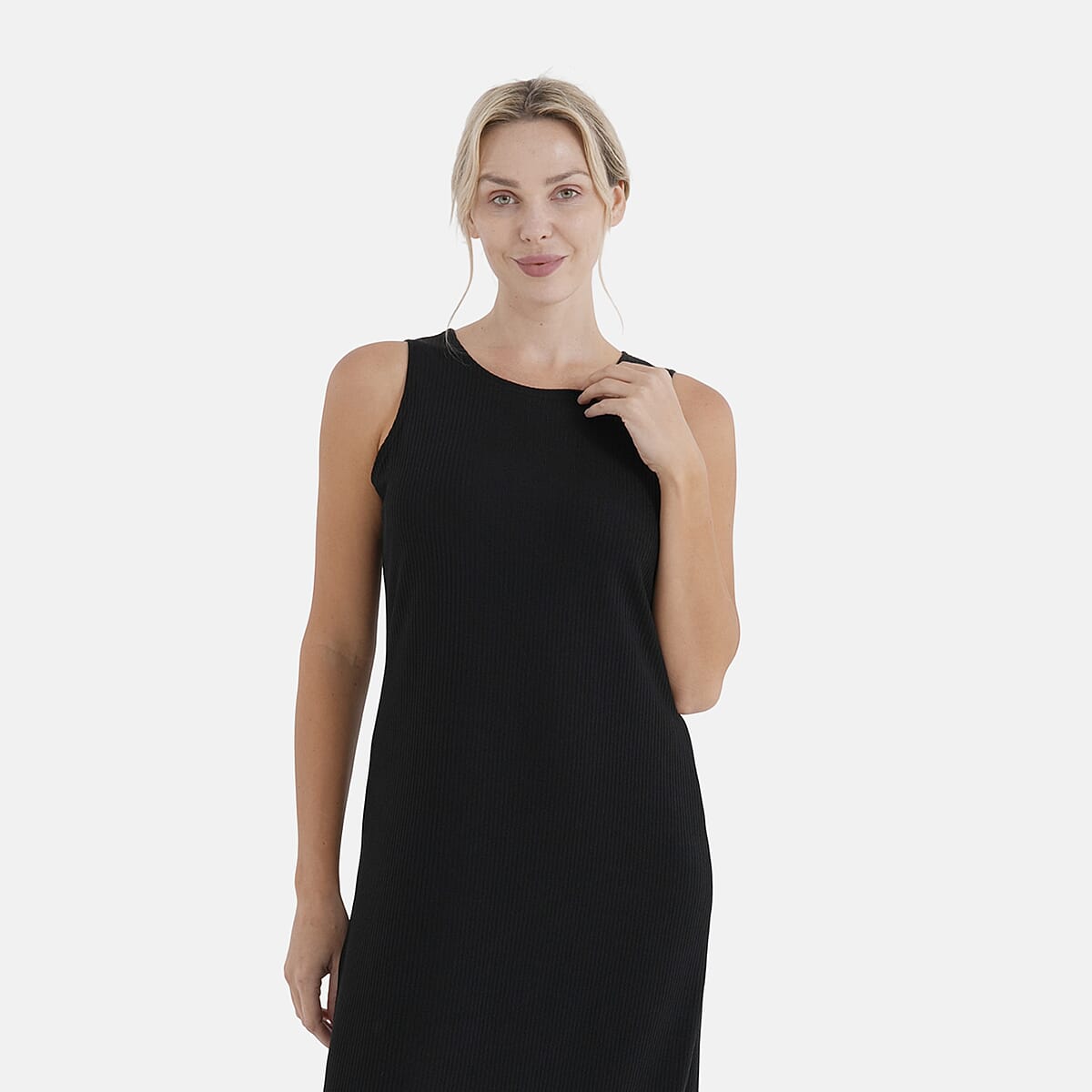 La Marey Black Rib Knit Sleeveless Maxi Dress - One Size Fits Most image number 5