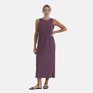 La Marey Purple Rib Knit Sleeveless Maxi Dress - One Size Fits Most