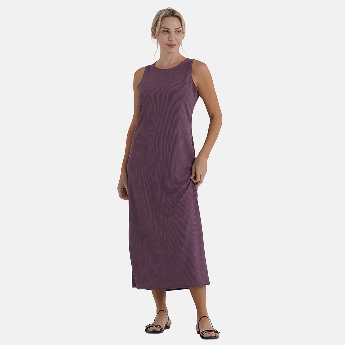 La Marey Black Rib Knit Sleeveless Maxi Dress - One Size Fits Most image number 4