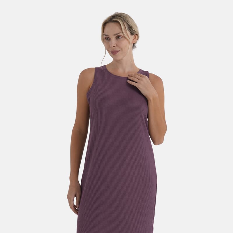 La Marey Purple Rib Knit Sleeveless Maxi Dress - One Size Fits Most