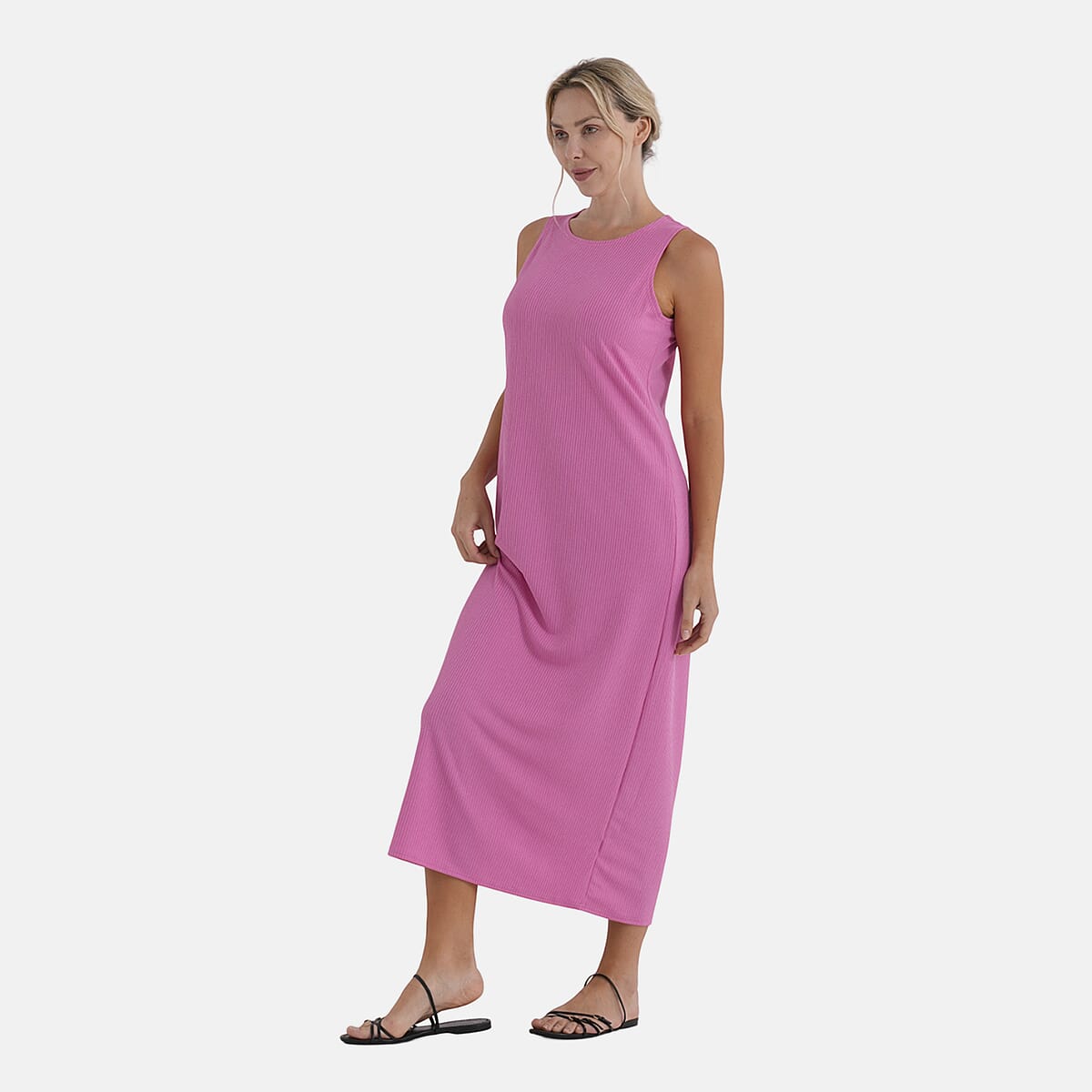 La Marey Pink Rib Knit Sleeveless Maxi Dress - One Size Fits Most image number 3