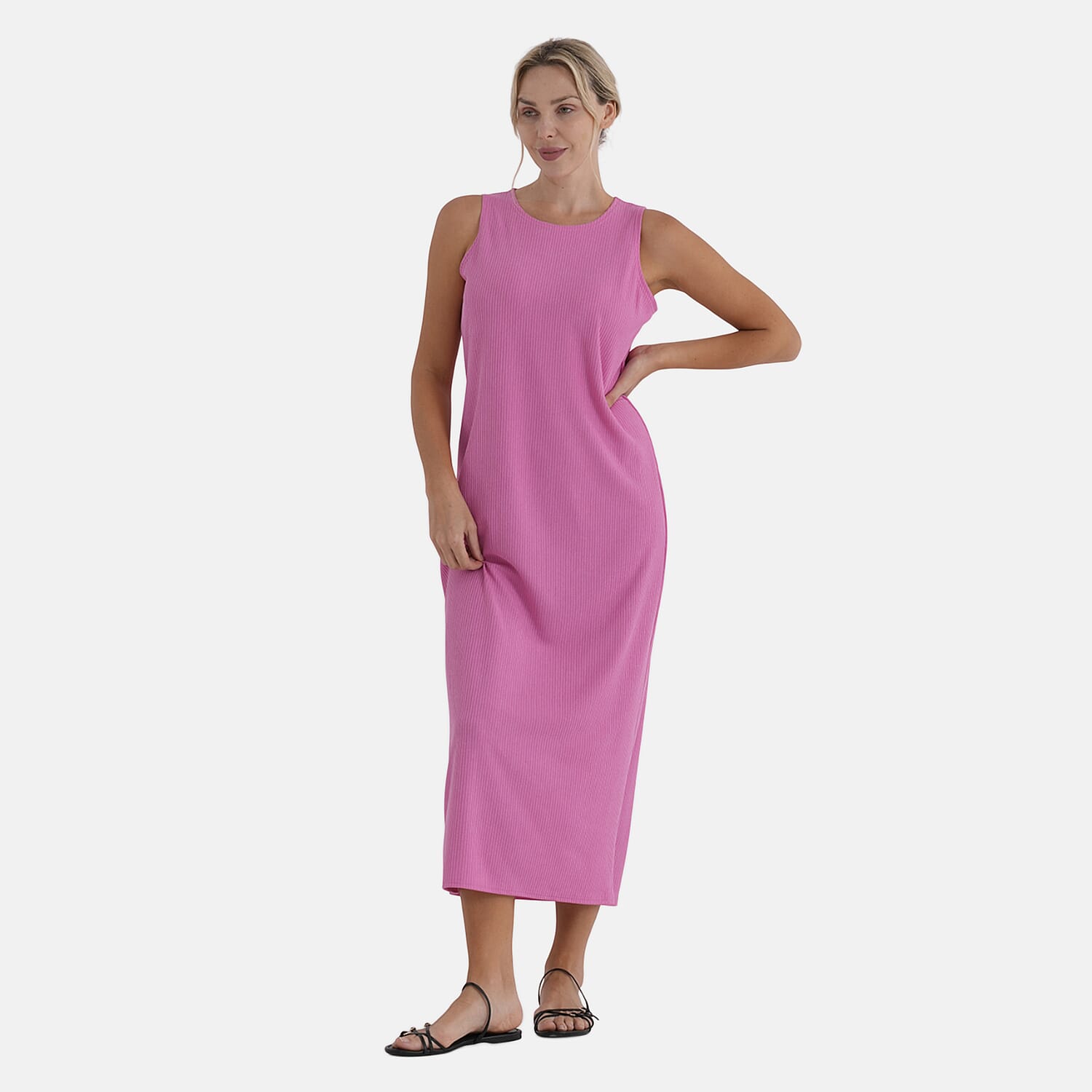 La Marey Pink Rib Knit Sleeveless Maxi Dress - One Size Fits Most