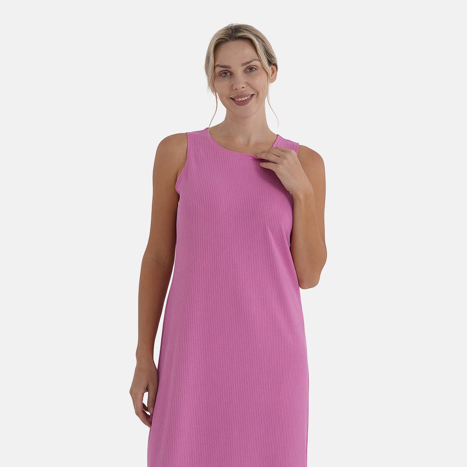 La Marey Pink Rib Knit Sleeveless Maxi Dress - One Size Fits Most