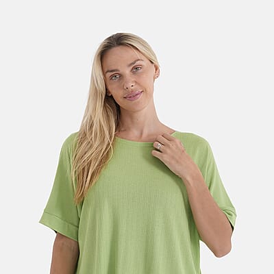 La Marey Green Lightweight Texture Knit Top with Sheen – One Size Fits Most