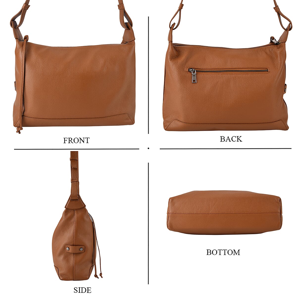 La Marey Tan Genuine Leather Crossbody Bag with Shoulder Strap image number 4
