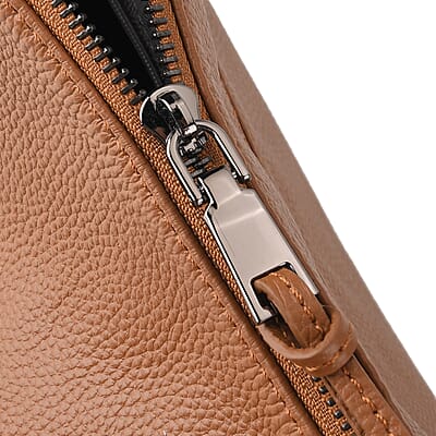 La Marey Tan Genuine Leather Crossbody Bag with Shoulder Strap