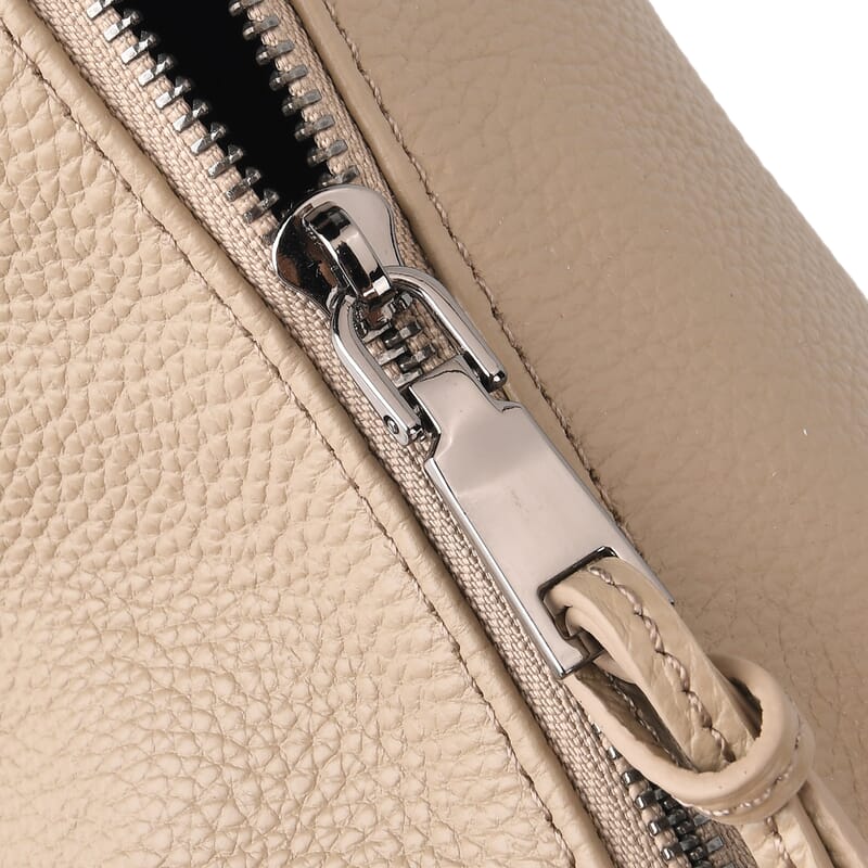 La Marey Beige Genuine Leather Crossbody Bag with Shoulder Strap