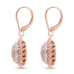 D'Joy Natural Pink and White Diamond I3 1.00 ctw Petal Crown Earrings in 18K Vermeil Rose Gold Over Sterling Silver