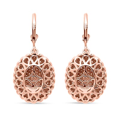 D'Joy Natural Pink and White Diamond I3 1.00 ctw Petal Crown Earrings in 18K Vermeil Rose Gold Over Sterling Silver